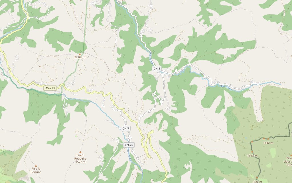 Mapa del valle de Cibea, en Cangas del Narcea (Asturias), con la zona de la casa marcada con un círculo